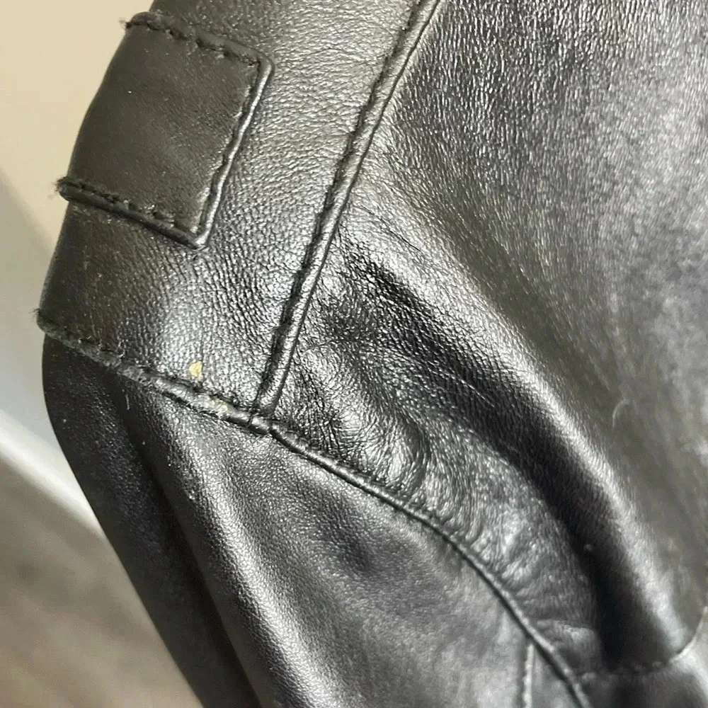 Metro 7 Vintage 90s Black Leather Biker Jacket Full Zip Women’s 12